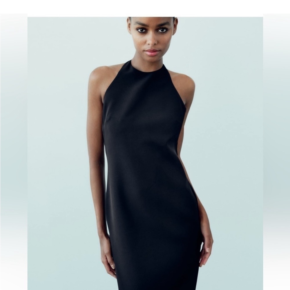 Zara Black Asymmetrical Halter Dress - Picture 10 of 11